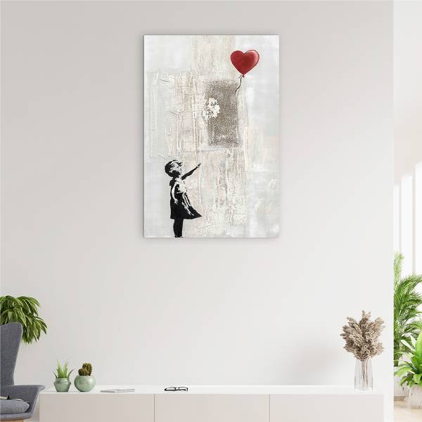 Leinwandbild Love Balloon Girly Leinwand / Pinie massiv - Beige