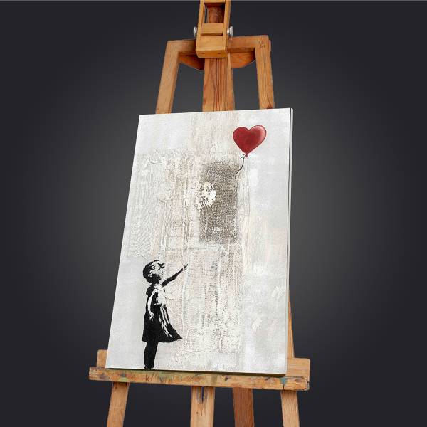 Leinwandbild Love Balloon Girly Leinwand / Pinie massiv - Beige
