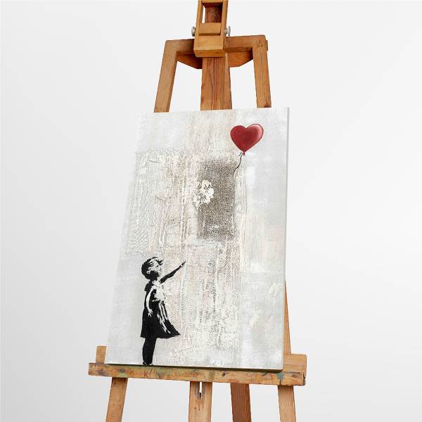 Leinwandbild Love Balloon Girly Leinwand / Pinie massiv - Beige