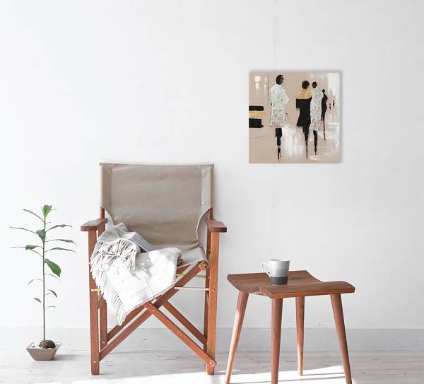Tableau Mode or argent B Toile / Pin massif - 40 x 40 cm