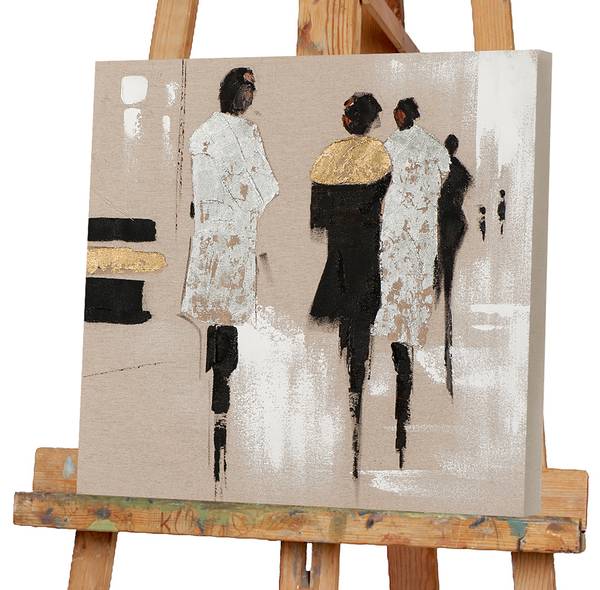 Tableau Mode or argent B Toile / Pin massif - 40 x 40 cm