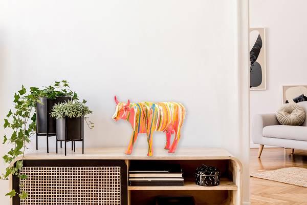 Skulptur Bunte Kuh II Kunststein - Mehrfarbig