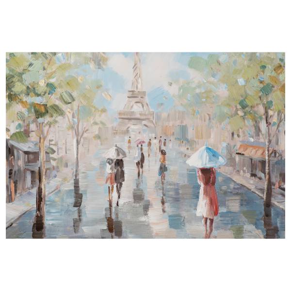 Leinwandbild Spaziergang in Paris Gasse Leinwand / Pinie massiv - Mehrfarbig