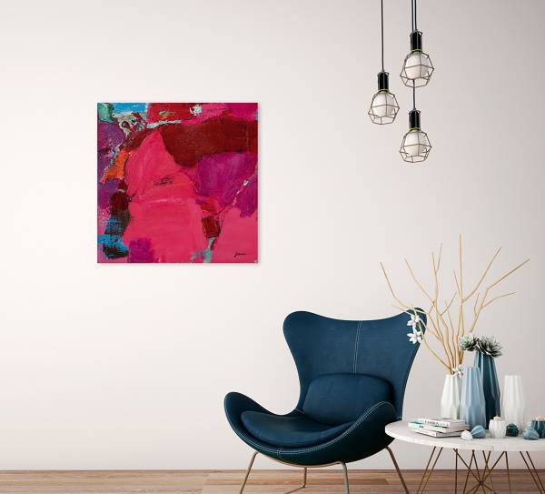 Leinwandbild Statement in Pink Leinwand / Tanne massiv - Rot / Pink / Rosa
