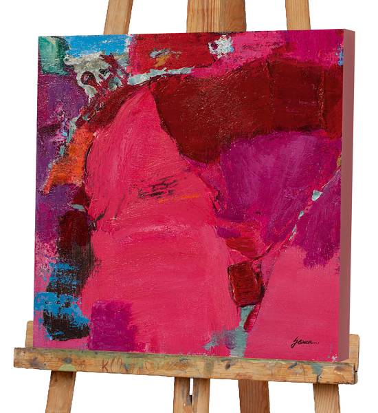 Leinwandbild Statement in Pink Leinwand / Tanne massiv - Rot / Pink / Rosa