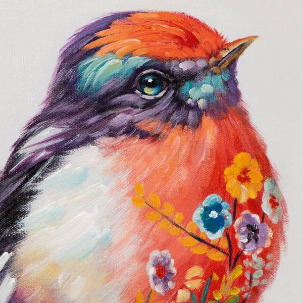 Leinwandbild Süsser bunter Vogel Leinwand / Tanne massiv - Mehrfarbig