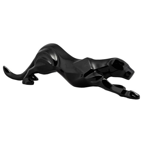 Sculpture Panthère Rampante Pierre Reconstituée - Noir
