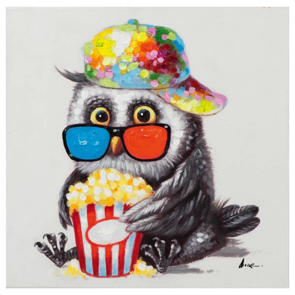 Toile décorative Oiseaux avec Popcorn Toile / sapin massif - Multicolore