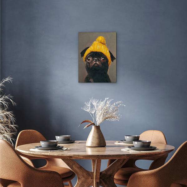 Leinwandbild Yellow Cap Leinwand / Tanne massiv - Schwarz / Gelb