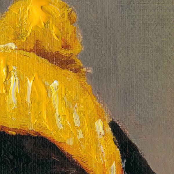Leinwandbild Yellow Cap Leinwand / Tanne massiv - Schwarz / Gelb