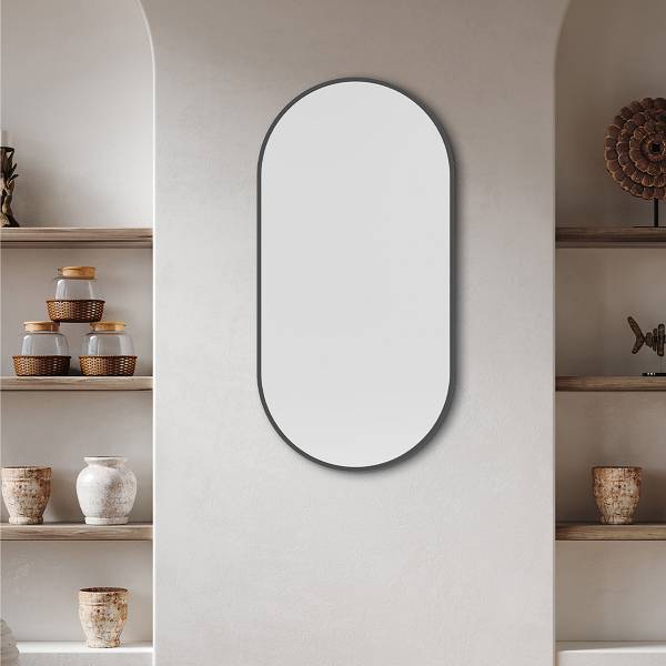 Wandpiegel Leshi ovaal veiligheidsglas - zwart