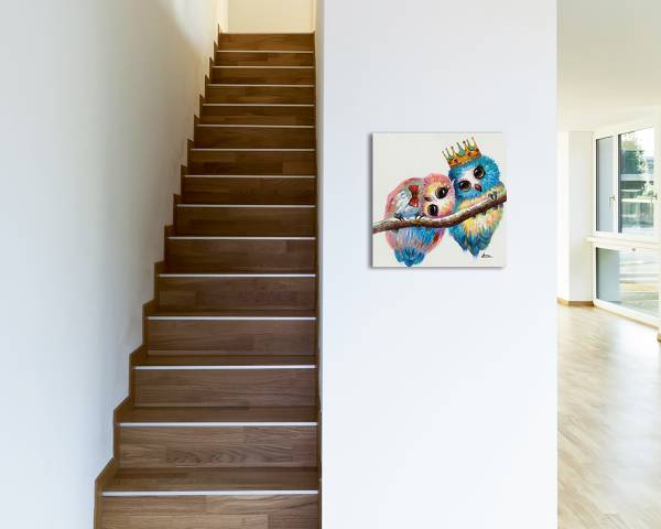 Canvas afbeelding Birds in love canvas/massief sparrenhout - meerdere kleuren