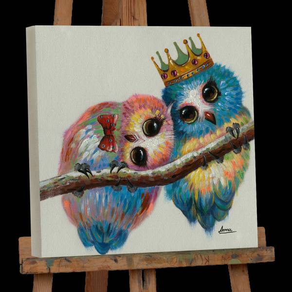 Canvas afbeelding Birds in love canvas/massief sparrenhout - meerdere kleuren