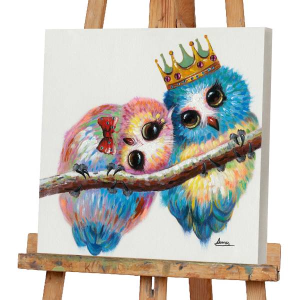 Canvas afbeelding Birds in love canvas/massief sparrenhout - meerdere kleuren