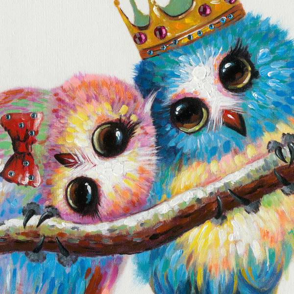 Canvas afbeelding Birds in love canvas/massief sparrenhout - meerdere kleuren