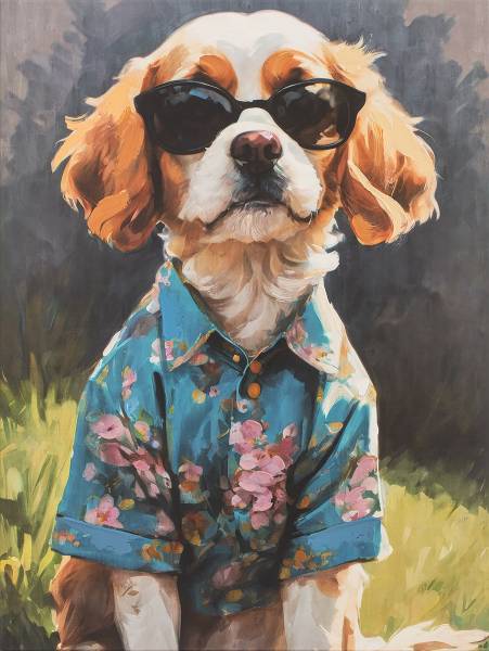 Leinwandbild Spring Time Spaniel Leinwand / Pinie massiv - Bunt