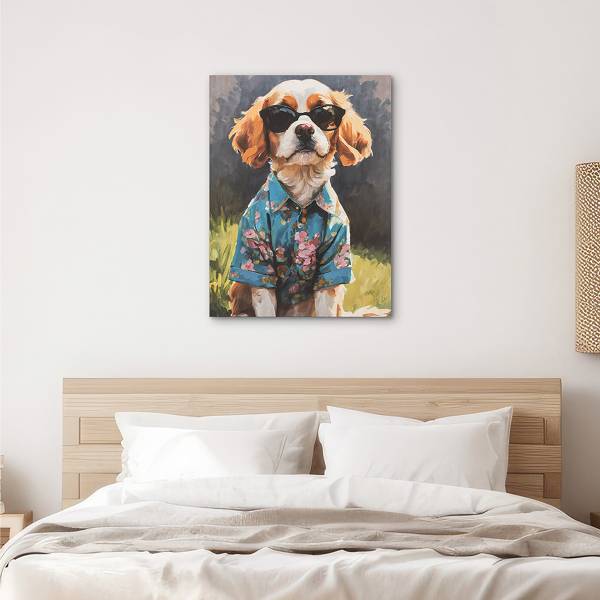 Leinwandbild Spring Time Spaniel Leinwand / Pinie massiv - Bunt