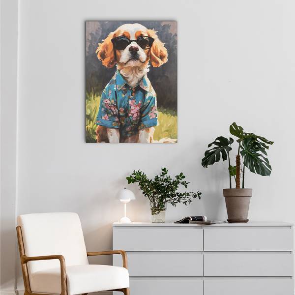 Leinwandbild Spring Time Spaniel Leinwand / Pinie massiv - Bunt