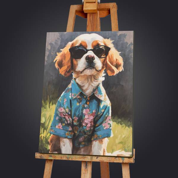 Leinwandbild Spring Time Spaniel Leinwand / Pinie massiv - Bunt