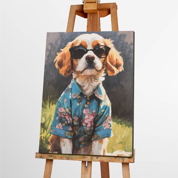 Leinwandbild Spring Time Spaniel Leinwand / Pinie massiv - Bunt