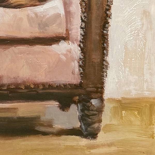 Leinwandbild Sofa Cattle Leinwand / Pinie massiv - Beige / Pink / Rosa