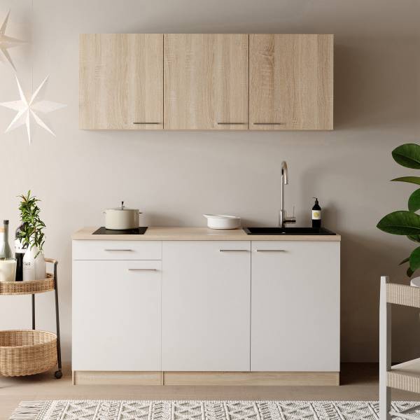 Cuisine équipée Ingrid 150 cm Blanc - Sans réfrigérateur