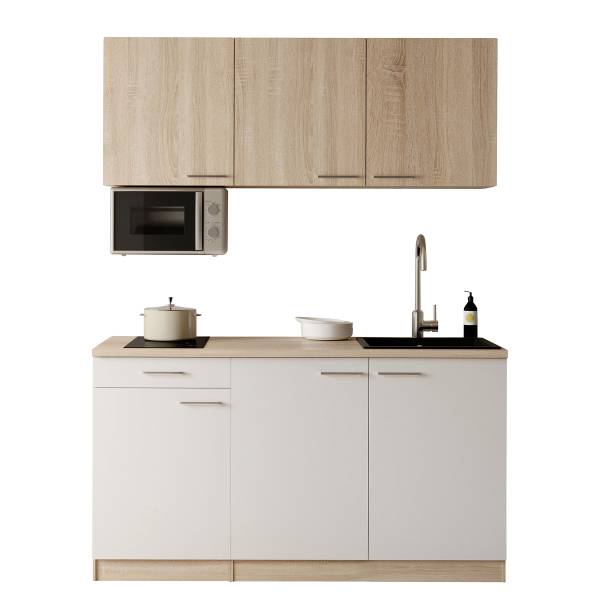 Singleküche Ingrid 150 cm mit Mikrowelle Weiß - Ohne Kühlschrank