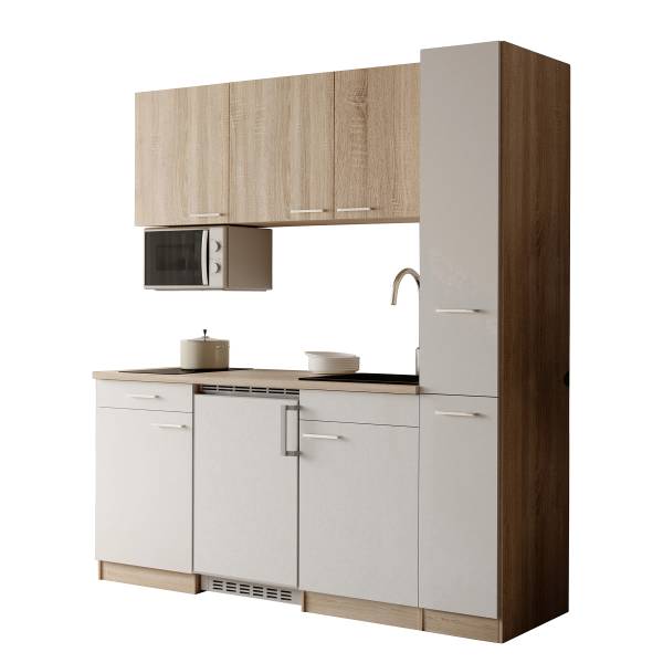 Cuisine équipée Ingrid 180 cm avec Blanc - Avec réfrigérateur