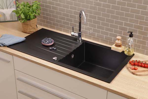 Granitspüle Almonto 100 x 50 cm Granit - Schwarz