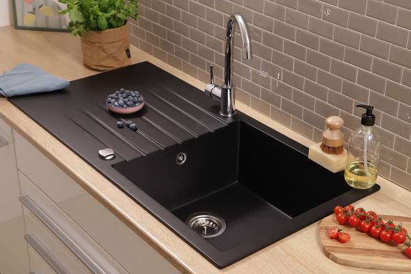 Granitspüle Almonto 100 x 50 cm Granit - Schwarz