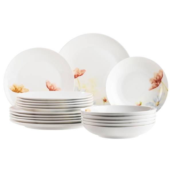 Tellerset Amapola 18-teilig Porzellan - Weiß