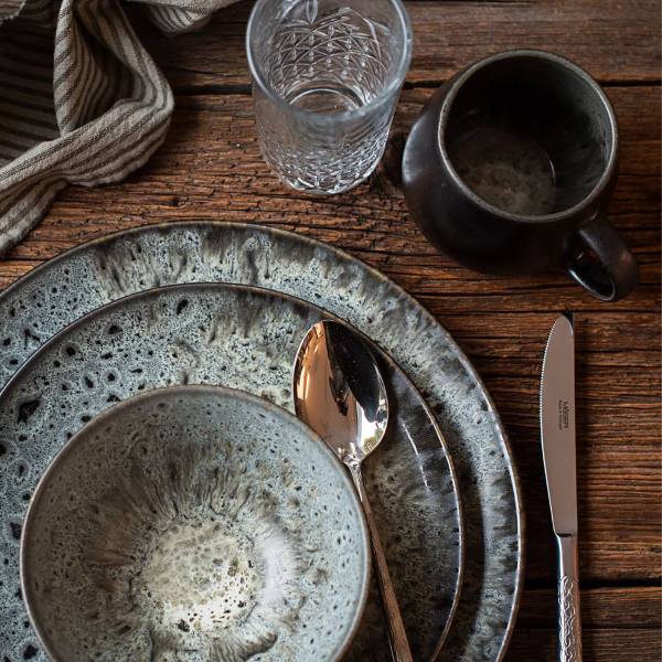 Speiseteller Carellia Grau 4er-Set Keramik - Grau