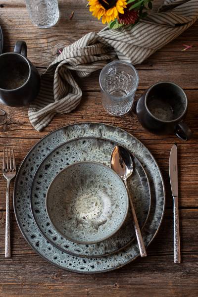 Speiseteller Carellia Grau 4er-Set Keramik - Grau