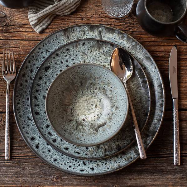 Speiseteller Carellia Grau 4er-Set Keramik - Grau