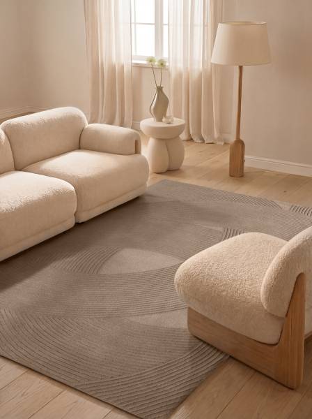 Wollteppich Victoria Wolle / Baumwolle - Beige - 160 x 230 cm