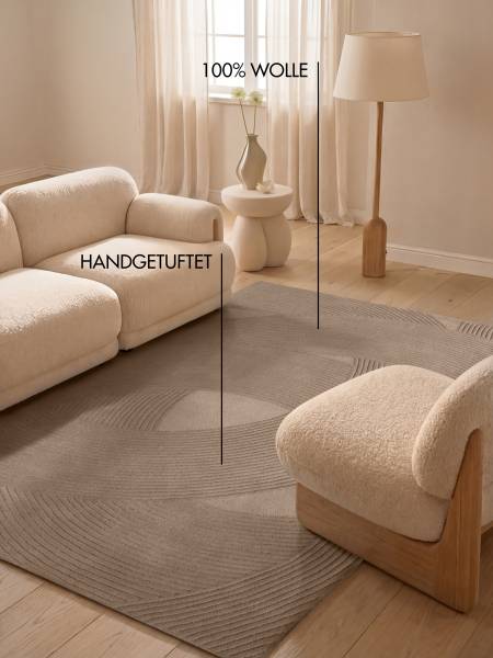 Wollteppich Victoria Wolle / Baumwolle - Beige - 160 x 230 cm