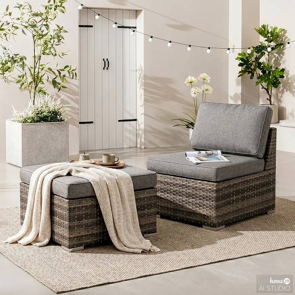 Loungegruppe Bahrani 2-teilig Grau - Grün - Aluminium - Polypropylen - 74 x 33 x 74 cm