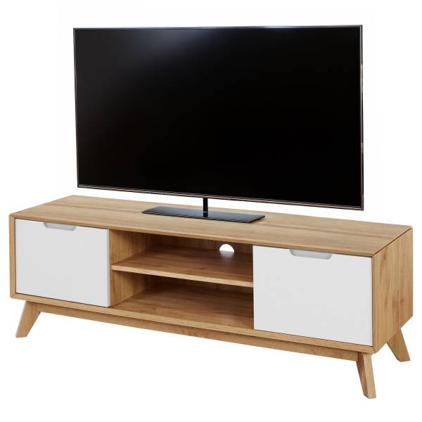TV-Lowboard Hanyao Weiß / Eiche Dekor
