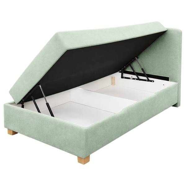 Boxspringbett Lonja mit Bettkasten Samt Tris: Mint - 100 x 200cm
