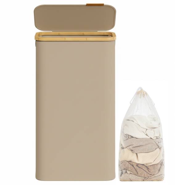 Wäschesammler Omoul Beige - Mischgewebe - Polyester PVC - 42 x 71 x 23 cm