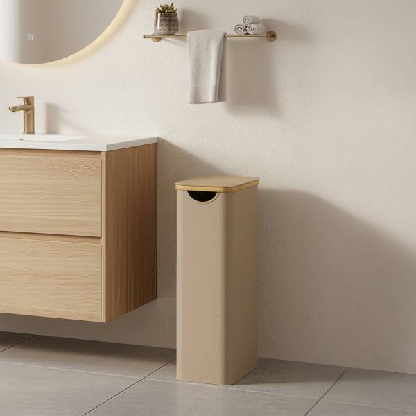 Wäschesammler Omoul Beige - Mischgewebe - Polyester PVC - 42 x 71 x 23 cm