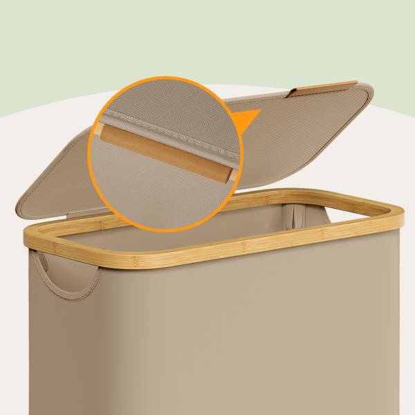 Wäschesammler Omoul Beige - Mischgewebe - Polyester PVC - 42 x 71 x 23 cm