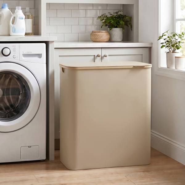 Wäschekorb Matag Beige - Mischgewebe - Polyester PVC - 60 x 71 x 39 cm