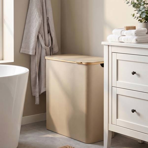 Wäschekorb Matag Beige - Mischgewebe - Polyester PVC - 60 x 71 x 39 cm