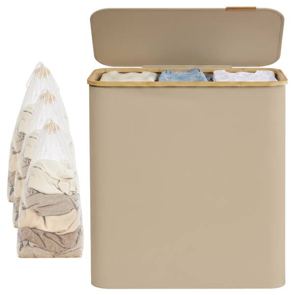 Wäschekorb Matag Beige - Mischgewebe - Polyester PVC - 60 x 71 x 39 cm