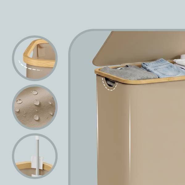 Wäschekorb Matag Beige - Mischgewebe - Polyester PVC - 60 x 71 x 39 cm