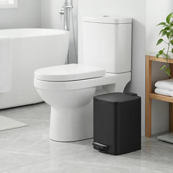 Pattumiera Kunet Nero - Acciaio inox - Polipropilene - 19 x 26 x 24 cm