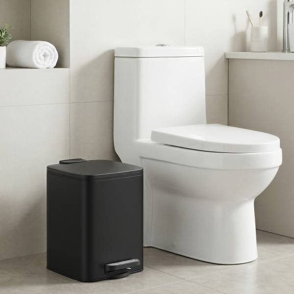 Pattumiera Kunet Nero - Acciaio inox - Polipropilene - 19 x 26 x 24 cm