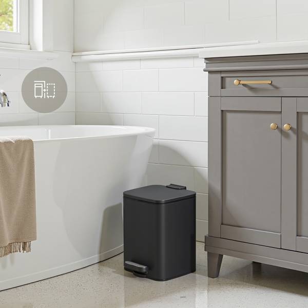 Pattumiera Kunet Nero - Acciaio inox - Polipropilene - 19 x 26 x 24 cm