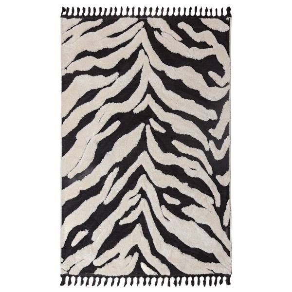 Hochflorteppich Esra Polyester - Weiß / Schwarz - 160 x 230 cm